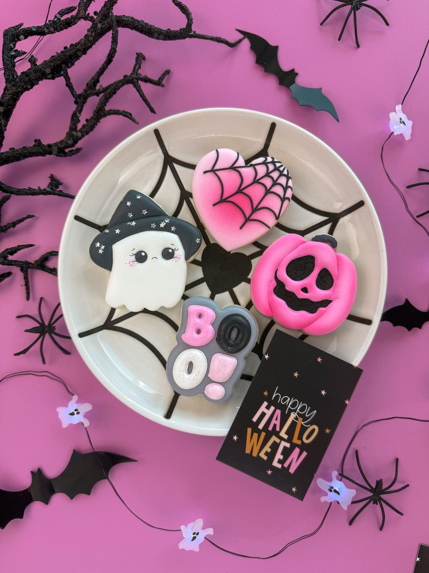 Pink Halloween Mini Cookies - 4pc
